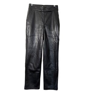7 For All Mankind Faux Leather Pants Black Pleated Waist Womens Size S‎